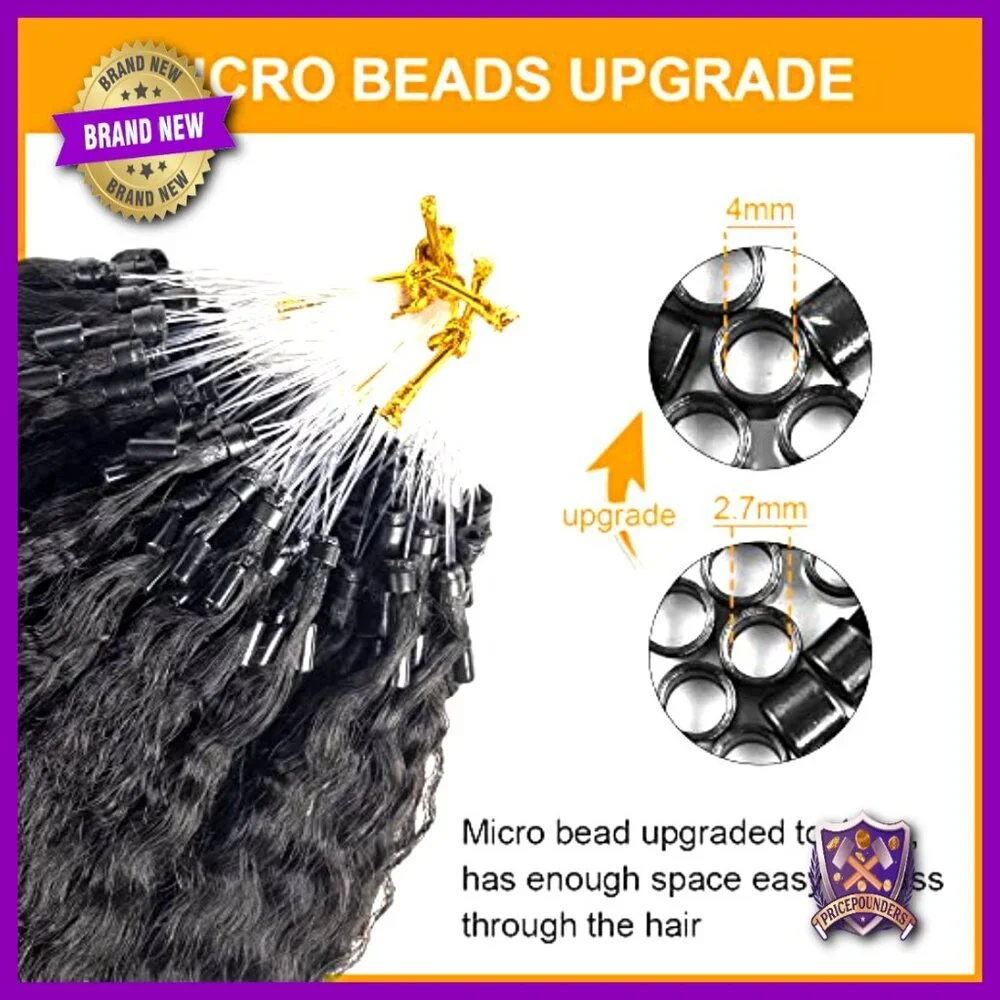 Kinky Straight Micro Link Human Hair Extensions 18 Inches 100 Strands